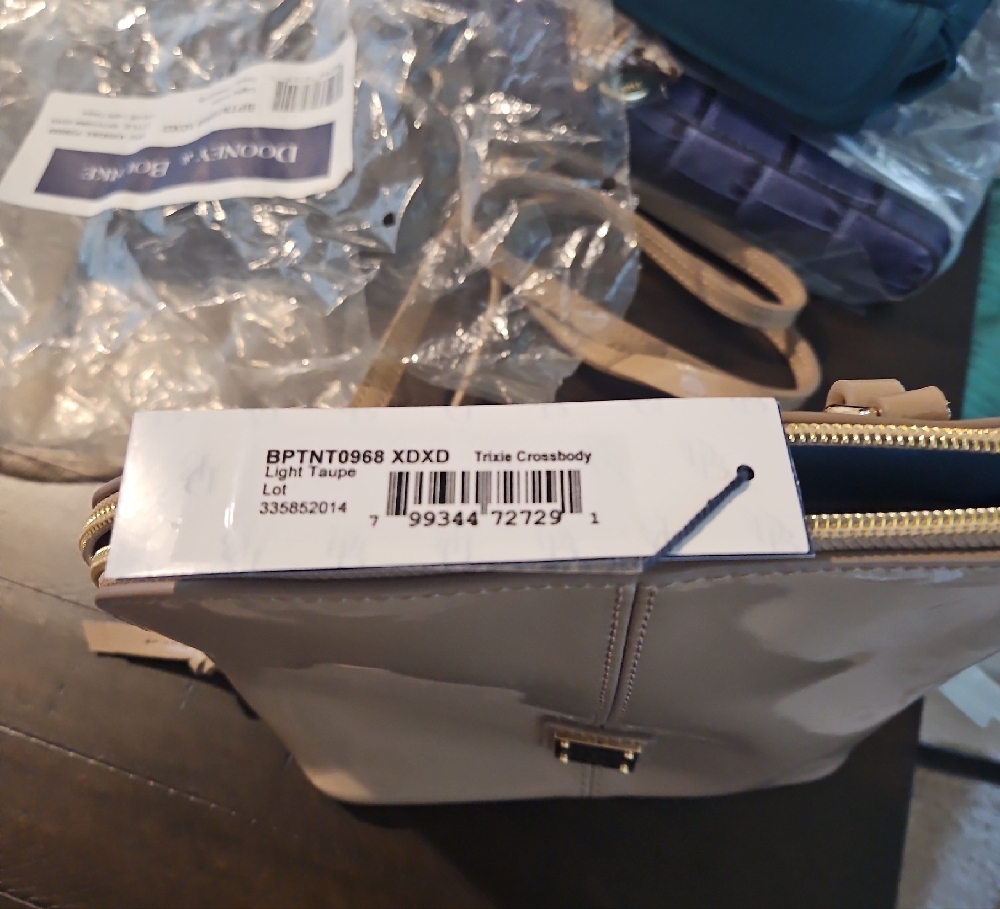 Dooney & Bourke Glossy Patent Crossbody Bag in Taupe - Picture 3 of 3